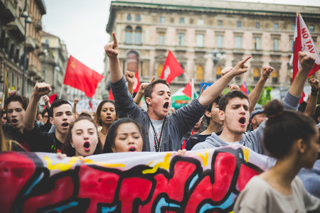 MILAN, ITALY - APRIL 25: celebration of liberation held in Milan on April 25, 2015. People took the streets in Milan to celebrate the 70th anniversary of the liberation of Italy from Nazism and Fascismのeditorial素材