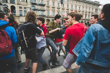 MILAN, ITALY - APRIL 25: celebration of liberation held in Milan on April 25, 2015. People took the streets in Milan to celebrate the 70th anniversary of the liberation of Italy from Nazism and Fascismのeditorial素材