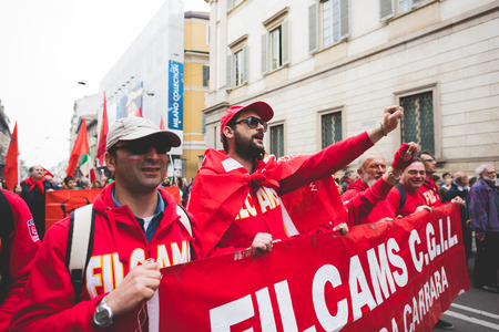 MILAN, ITALY - APRIL 25: celebration of liberation held in Milan on April 25, 2015. People took the streets in Milan to celebrate the 70th anniversary of the liberation of Italy from Nazism and Fascismのeditorial素材