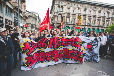 MILAN, ITALY - APRIL 25: celebration of liberation held in Milan on April 25, 2015. People took the streets in Milan to celebrate the 70th anniversary of the liberation of Italy from Nazism and Fascismのeditorial素材