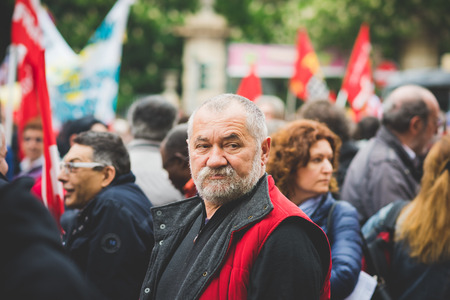 MILAN, ITALY - APRIL 25: celebration of liberation held in Milan on April 25, 2015. People took the streets in Milan to celebrate the 70th anniversary of the liberation of Italy from Nazism and Fascismのeditorial素材