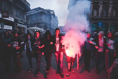 MILAN, ITALY - APRIL 25: celebration of liberation held in Milan on April 25, 2015. People took the streets in Milan to celebrate the 70th anniversary of the liberation of Italy from Nazism and Fascismのeditorial素材