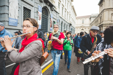 MILAN, ITALY - APRIL 25: celebration of liberation held in Milan on April 25, 2015. People took the streets in Milan to celebrate the 70th anniversary of the liberation of Italy from Nazism and Fascismのeditorial素材