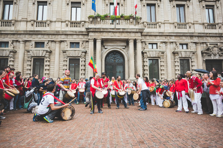 MILAN, ITALY - APRIL 25: celebration of liberation held in Milan on April 25, 2015. People took the streets in Milan to celebrate the 70th anniversary of the liberation of Italy from Nazism and Fascismのeditorial素材