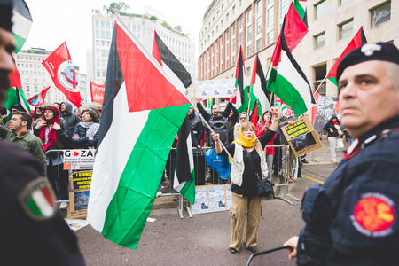 MILAN, ITALY - APRIL 25: celebration of liberation held in Milan on April 25, 2015. People took the streets in Milan to celebrate the 70th anniversary of the liberation of Italy from Nazism and Fascismのeditorial素材