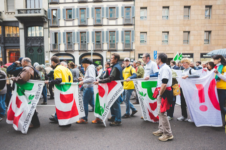 MILAN, ITALY - APRIL 25: celebration of liberation held in Milan on April 25, 2015. People took the streets in Milan to celebrate the 70th anniversary of the liberation of Italy from Nazism and Fascismのeditorial素材