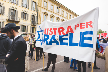 MILAN, ITALY - APRIL 25: celebration of liberation held in Milan on April 25, 2015. People took the streets in Milan to celebrate the 70th anniversary of the liberation of Italy from Nazism and Fascismのeditorial素材