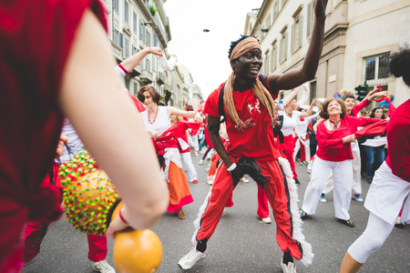MILAN, ITALY - APRIL 25: celebration of liberation held in Milan on April 25, 2015. People took the streets in Milan to celebrate the 70th anniversary of the liberation of Italy from Nazism and Fascismのeditorial素材