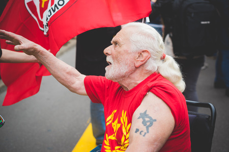 MILAN, ITALY - APRIL 25: celebration of liberation held in Milan on April 25, 2015. People took the streets in Milan to celebrate the 70th anniversary of the liberation of Italy from Nazism and Fascismのeditorial素材