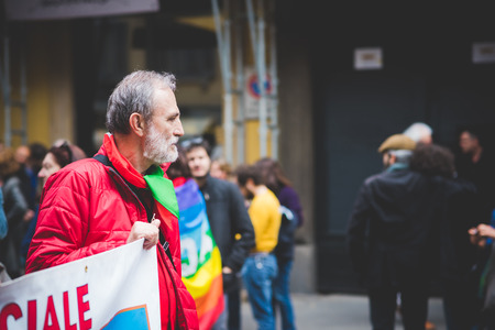 MILAN, ITALY - APRIL 25: celebration of liberation held in Milan on April 25, 2015. People took the streets in Milan to celebrate the 70th anniversary of the liberation of Italy from Nazism and Fascismのeditorial素材