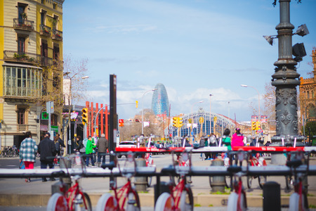 BARCELONA, SPAIN - MARCH 21: streets of Barcelona on March 21, 2015. Barcelona is the capital city...