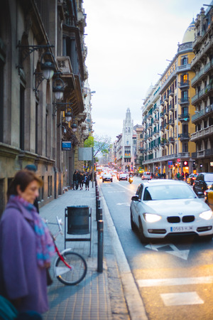 BARCELONA, SPAIN - MARCH 21: streets of Barcelona on March 21, 2015. Barcelona is the capital city of Catalonia in Spain and the country's second largest city, with a population of 1.6 millionのeditorial素材