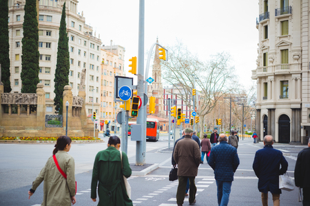 BARCELONA, SPAIN - MARCH 21: streets of Barcelona on March 21, 2015. Barcelona is the capital city of Catalonia in Spain and the country's second largest city, with a population of 1.6 millionのeditorial素材