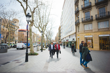 BARCELONA, SPAIN - MARCH 21: streets of Barcelona on March 21, 2015. Barcelona is the capital city of Catalonia in Spain and the country's second largest city, with a population of 1.6 millionのeditorial素材