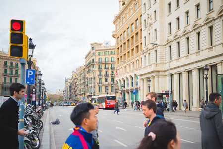 BARCELONA, SPAIN - MARCH 21: streets of Barcelona on March 21, 2015. Barcelona is the capital city...