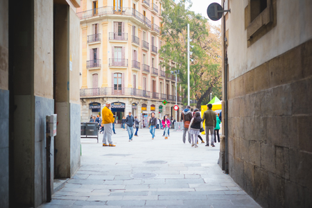 BARCELONA, SPAIN - MARCH 21: streets of Barcelona on March 21, 2015. Barcelona is the capital city of Catalonia in Spain and the country's second largest city, with a population of 1.6 millionのeditorial素材