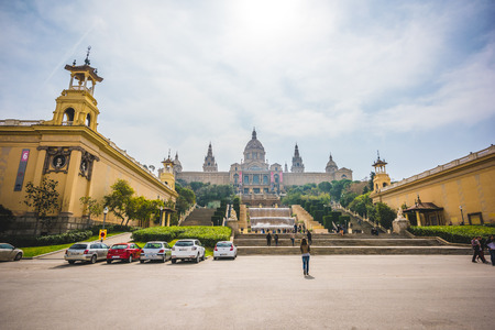 SPAIN, BARCELONA - MARCH 21: National Museum on march, 21 2015: National Museum  is the national museum of Catalan visual art Situated on MontjuÃ¯c hill near placa espanyaのeditorial素材