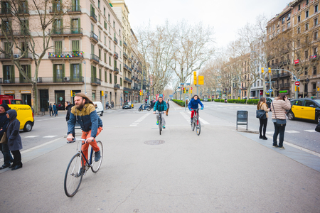 BARCELONA, SPAIN - MARCH 21: streets of Barcelona on March 21, 2015. Barcelona is the capital city of Catalonia in Spain and the country's second largest city, with a population of 1.6 millionのeditorial素材