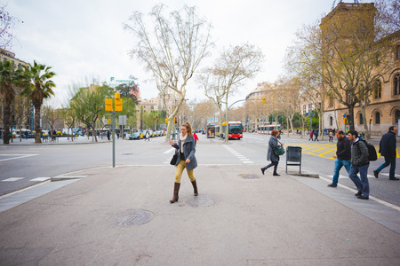 BARCELONA, SPAIN - MARCH 21: streets of Barcelona on March 21, 2015. Barcelona is the capital city...