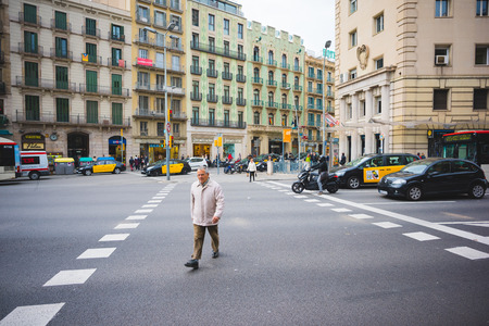 BARCELONA, SPAIN - MARCH 21: streets of Barcelona on March 21, 2015. Barcelona is the capital city of Catalonia in Spain and the country's second largest city, with a population of 1.6 millionのeditorial素材
