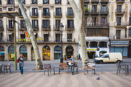 BARCELONA, SPAIN - MARCH 21: streets of Barcelona on March 21, 2015. Barcelona is the capital city of Catalonia in Spain and the country's second largest city, with a population of 1.6 millionのeditorial素材