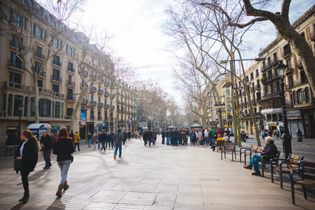 BARCELONA, SPAIN - MARCH 21: streets of Barcelona on March 21, 2015. Barcelona is the capital city of Catalonia in Spain and the country's second largest city, with a population of 1.6 millionのeditorial素材
