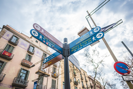 BARCELONA, SPAIN - MARCH 21: streets of Barcelona on March 21, 2015. Barcelona is the capital city of Catalonia in Spain and the country's second largest city, with a population of 1.6 millionのeditorial素材