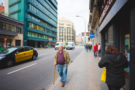 BARCELONA, SPAIN - MARCH 21: streets of Barcelona on March 21, 2015. Barcelona is the capital city of Catalonia in Spain and the country's second largest city, with a population of 1.6 millionのeditorial素材