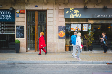 BARCELONA, SPAIN - MARCH 21: streets of Barcelona on March 21, 2015. Barcelona is the capital city of Catalonia in Spain and the country's second largest city, with a population of 1.6 millionのeditorial素材
