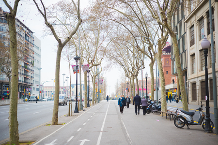 BARCELONA, SPAIN - MARCH 21: streets of Barcelona on March 21, 2015. Barcelona is the capital city of Catalonia in Spain and the country's second largest city, with a population of 1.6 millionのeditorial素材