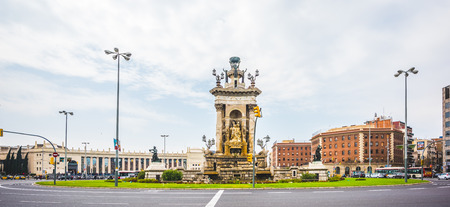 SPAIN, BARCELONA - MARCH 21: Placa De Espanya on March, 21 2015. Placa De Espanya is the most important square in the centre of barcelona near national museumのeditorial素材