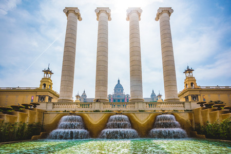 SPAIN, BARCELONA - MARCH 21: National Museum on march, 21 2015: National Museum  is the national museum of Catalan visual art Situated on MontjuÃ¯c hill near placa espanyaのeditorial素材