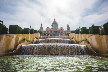 SPAIN, BARCELONA - MARCH 21: National Museum on march, 21 2015: National Museum  is the national museum of Catalan visual art Situated on MontjuÃ¯c hill near placa espanyaのeditorial素材