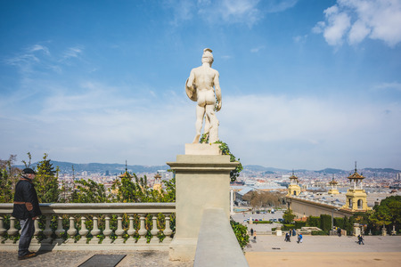 SPAIN, BARCELONA - MARCH 21: National Museum on march, 21 2015: National Museum  is the national museum of Catalan visual art Situated on MontjuÃ¯c hill near placa espanyaのeditorial素材