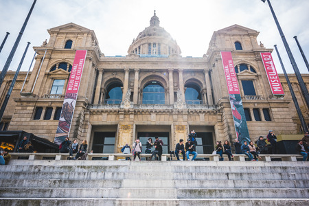 SPAIN, BARCELONA - MARCH 21: National Museum on march, 21 2015: National Museum  is the national museum of Catalan visual art Situated on MontjuÃ¯c hill near placa espanyaのeditorial素材