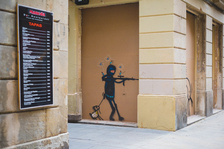 BARCELONA, SPAIN - MARCH 21: streets of Barcelona on March 21, 2015. Barcelona is the capital city of Catalonia in Spain and the country's second largest city, with a population of 1.6 millionのeditorial素材
