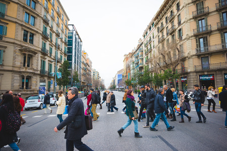 BARCELONA, SPAIN - MARCH 21: streets of Barcelona on March 21, 2015. Barcelona is the capital city of Catalonia in Spain and the country's second largest city, with a population of 1.6 millionのeditorial素材