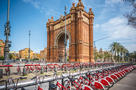 BARCELONA, SPAIN - MARCH 21: Arc de Triomf on March 21, 2015. Arc de Triomf It was built as the main access gate for the 1888 Barcelona World Fair by architect Josep Vilaseca i Casanovas.のeditorial素材