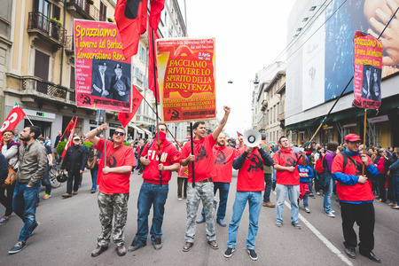 MILAN, ITALY - APRIL 25: celebration of liberation held in Milan on April 25, 2015. People took the...
