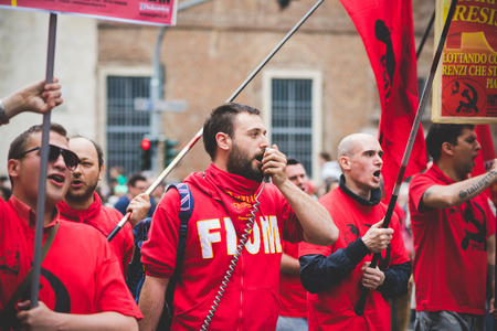 MILAN, ITALY - APRIL 25: celebration of liberation held in Milan on April 25, 2015. People took the streets in Milan to celebrate the 70th anniversary of the liberation of Italy from Nazism and Fascismのeditorial素材