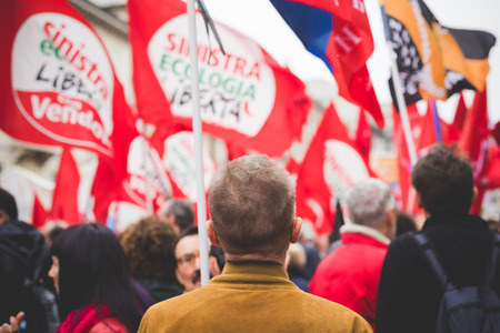 MILAN, ITALY - APRIL 25: celebration of liberation held in Milan on April 25, 2015. People took the streets in Milan to celebrate the 70th anniversary of the liberation of Italy from Nazism and Fascismのeditorial素材