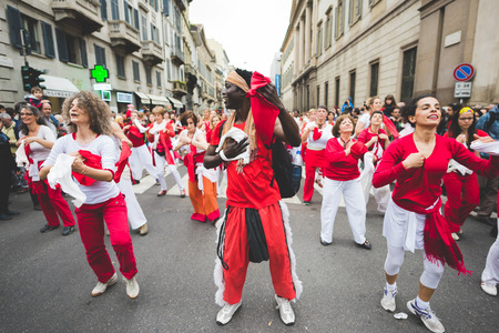 MILAN, ITALY - APRIL 25: celebration of liberation held in Milan on April 25, 2015. People took the streets in Milan to celebrate the 70th anniversary of the liberation of Italy from Nazism and Fascismのeditorial素材