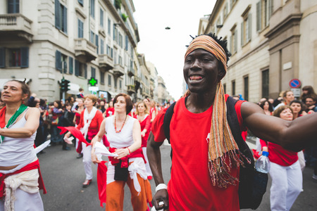 MILAN, ITALY - APRIL 25: celebration of liberation held in Milan on April 25, 2015. People took the streets in Milan to celebrate the 70th anniversary of the liberation of Italy from Nazism and Fascismのeditorial素材