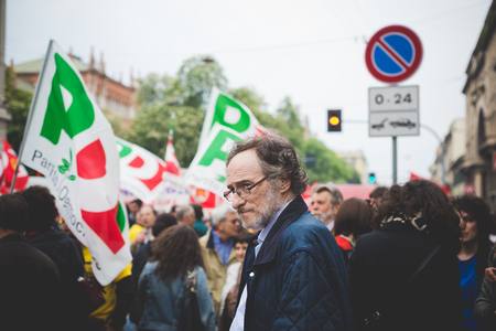 MILAN, ITALY - APRIL 25: celebration of liberation held in Milan on April 25, 2015. People took the streets in Milan to celebrate the 70th anniversary of the liberation of Italy from Nazism and Fascismのeditorial素材