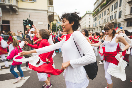 MILAN, ITALY - APRIL 25: celebration of liberation held in Milan on April 25, 2015. People took the...