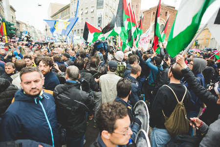 MILAN, ITALY - APRIL 25: celebration of liberation held in Milan on April 25, 2015. People took the streets in Milan to celebrate the 70th anniversary of the liberation of Italy from Nazism and Fascismのeditorial素材