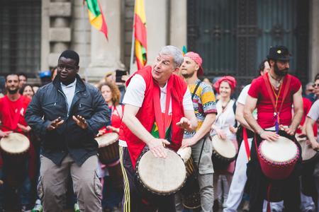 MILAN, ITALY - APRIL 25: celebration of liberation held in Milan on April 25, 2015. People took the streets in Milan to celebrate the 70th anniversary of the liberation of Italy from Nazism and Fascismのeditorial素材