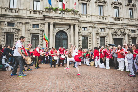 MILAN, ITALY - APRIL 25: celebration of liberation held in Milan on April 25, 2015. People took the streets in Milan to celebrate the 70th anniversary of the liberation of Italy from Nazism and Fascismのeditorial素材