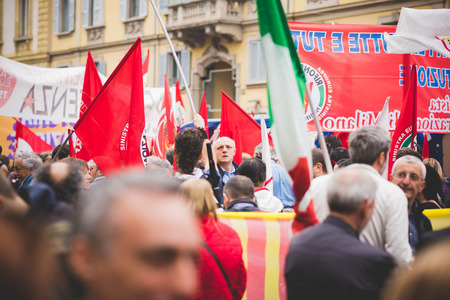 MILAN, ITALY - APRIL 25: celebration of liberation held in Milan on April 25, 2015. People took the streets in Milan to celebrate the 70th anniversary of the liberation of Italy from Nazism and Fascismのeditorial素材