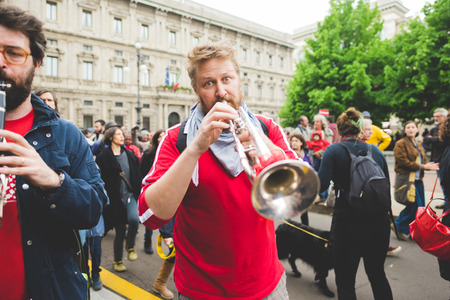 MILAN, ITALY - APRIL 25: celebration of liberation held in Milan on April 25, 2015. People took the...